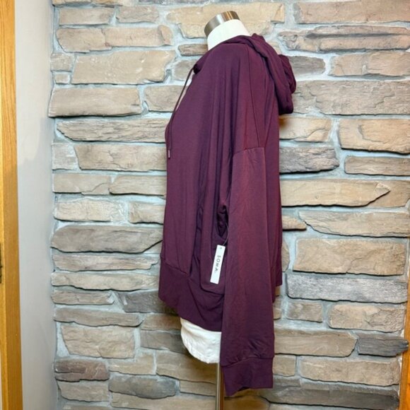 Soma Ultra Soft Fleece Jacket Merlot Full Zip Hoodie XXL Loungewear NEW - Picture 2 of 9